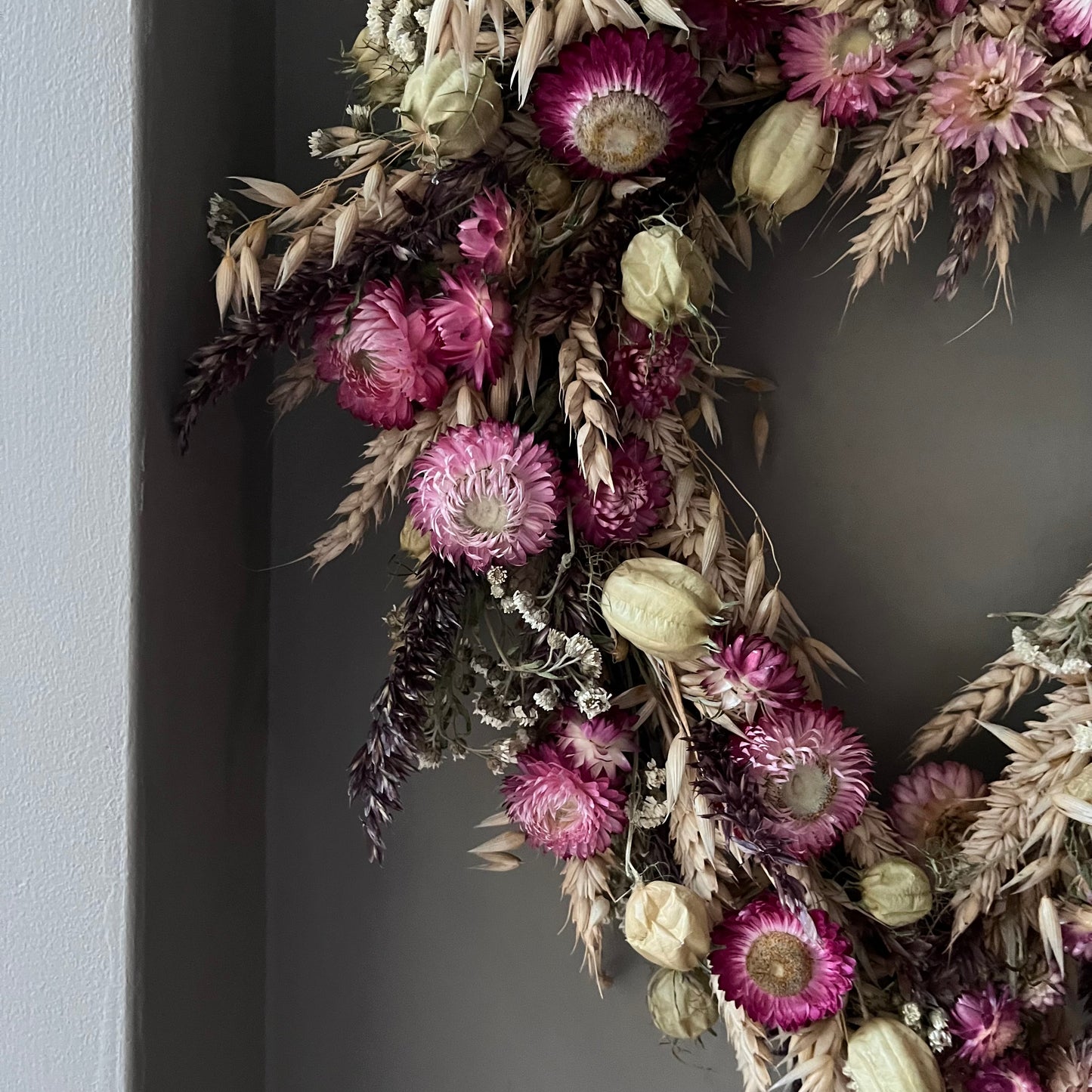 Dried Flower Valentines Wreath | Spring Decor | Heart shaped wreath
