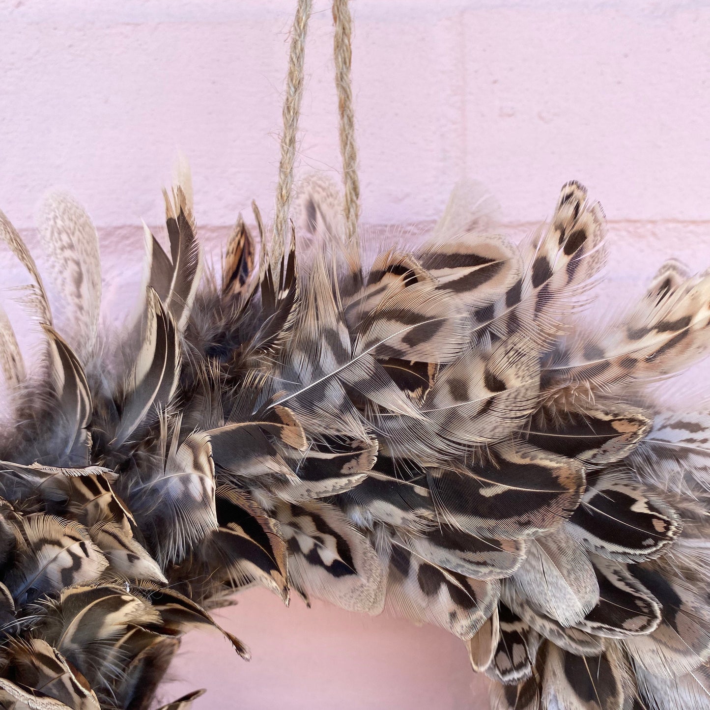 Handcrafted Hen Pheasant Feather Wreath | Farmhouse Wall Decor