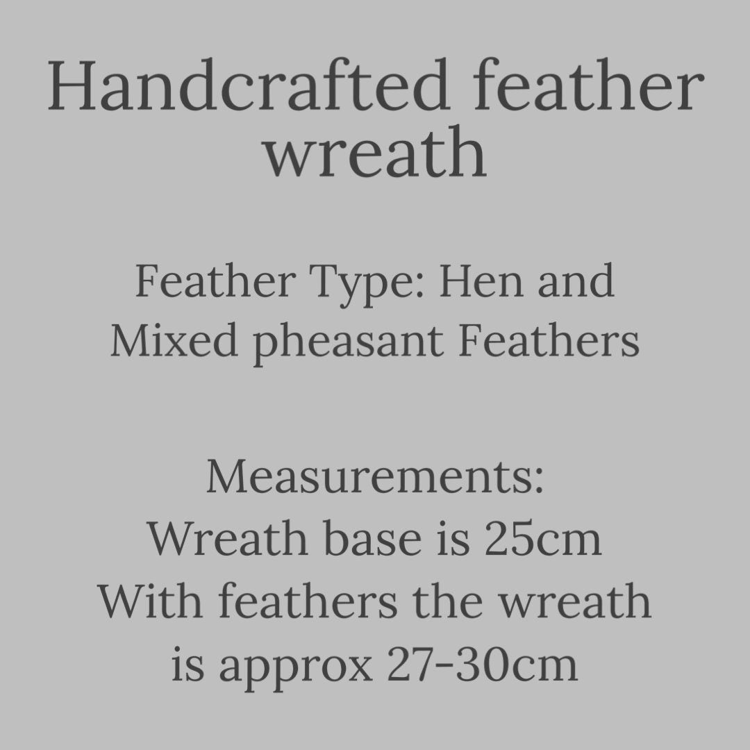 Feather wreath | Natural wreath | Winter wreath |  Farmhouse decor | Maximalist decor | Pheasant feathers | Christmas decorations | 25-30cm