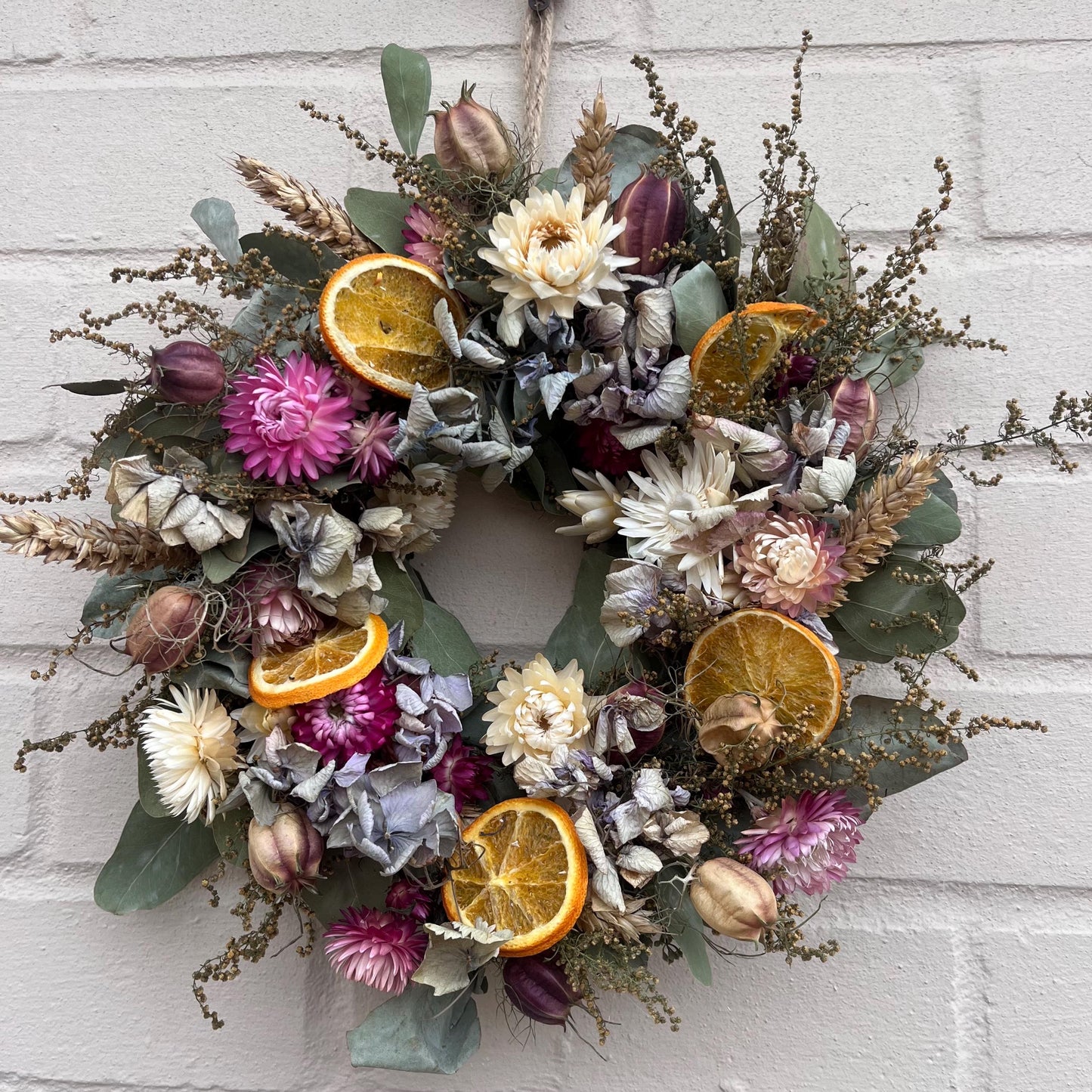 Dried flower wreath | Everlasting flower | Farmhouse style | Farmhouse home | Country living | Wreath | Farmhouse wreath | Wreath | 22cm