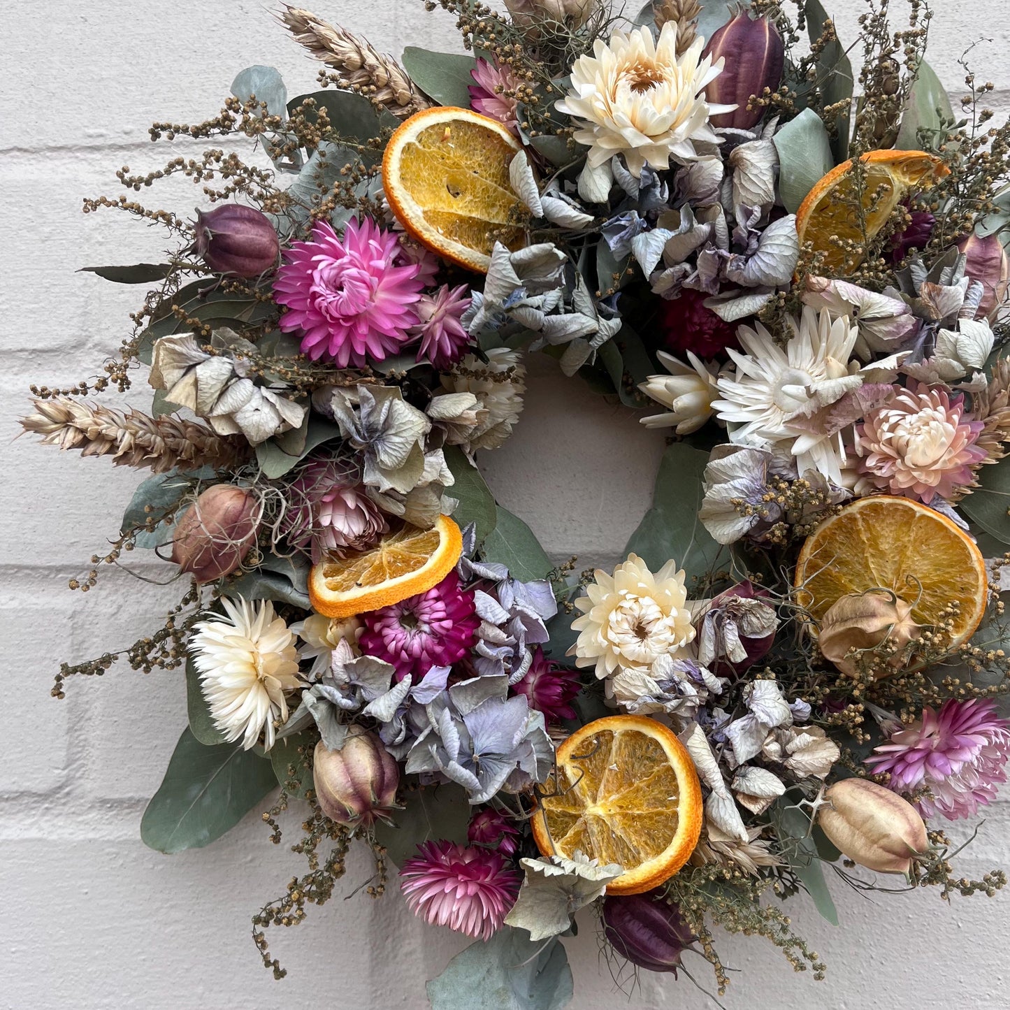 Dried flower wreath | Everlasting flower | Farmhouse style | Farmhouse home | Country living | Wreath | Farmhouse wreath | Wreath | 22cm