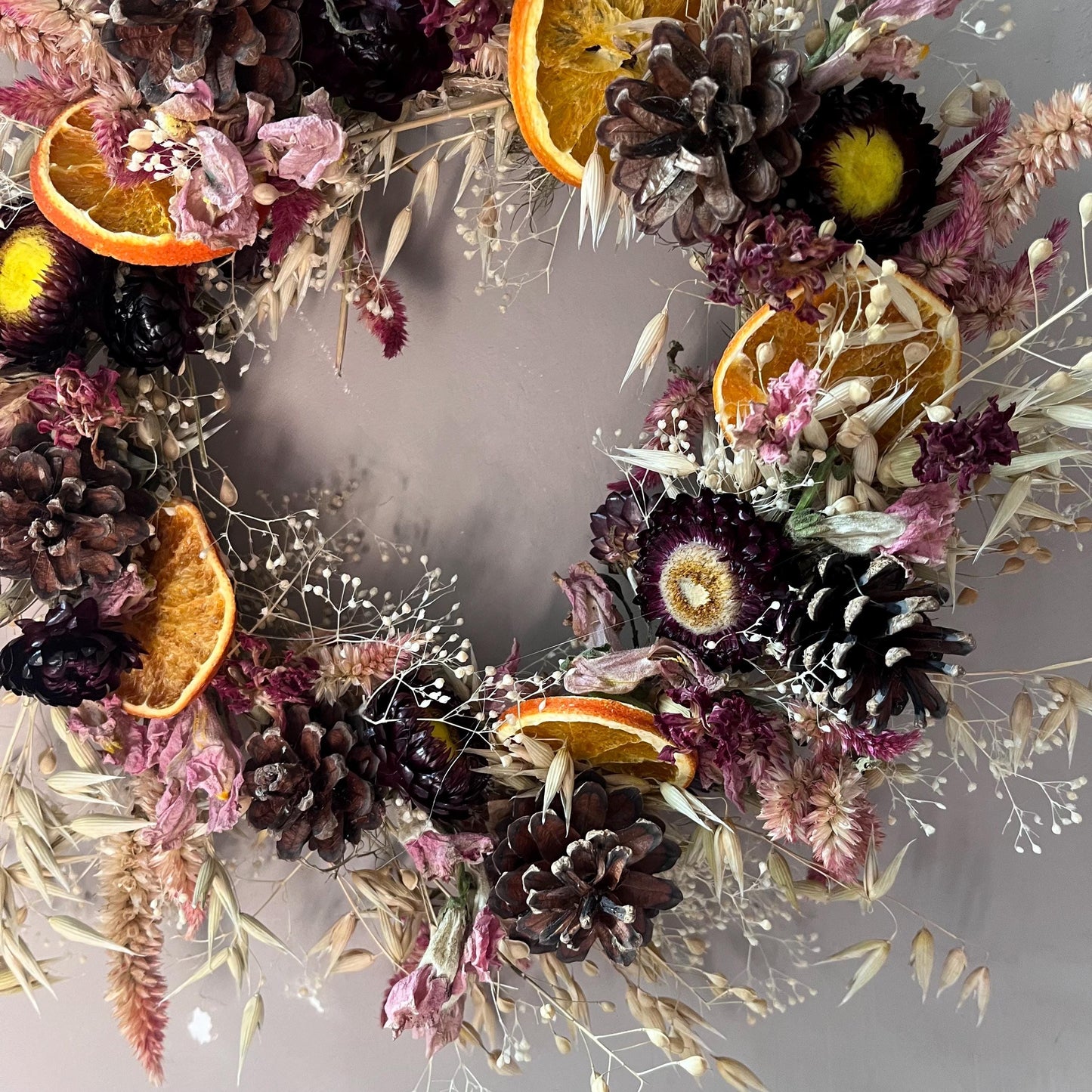 Everlasting flower | Dried flower | Farmhouse style | Country living | Front door | Farmhouse wreath | Summer wreath | 22cm