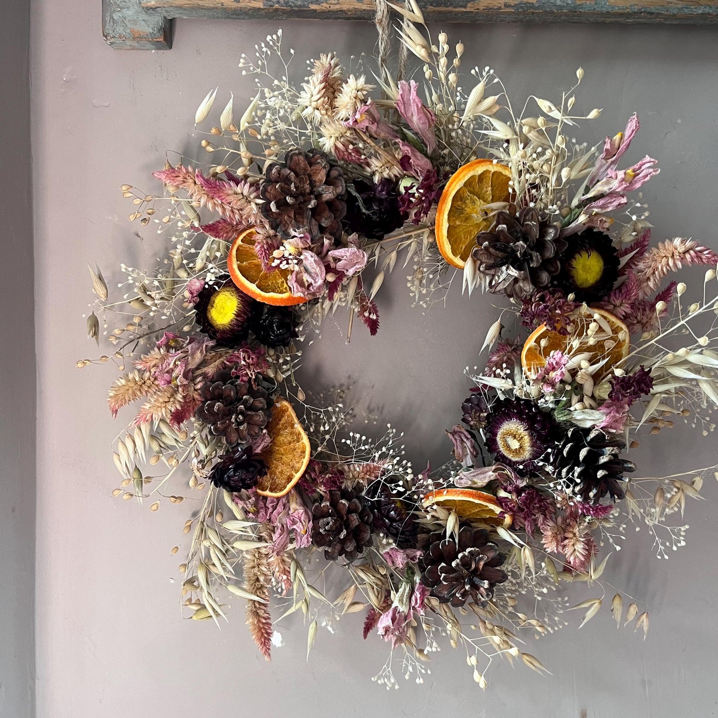 Everlasting flower | Dried flower | Farmhouse style | Country living | Front door | Farmhouse wreath | Summer wreath | 22cm