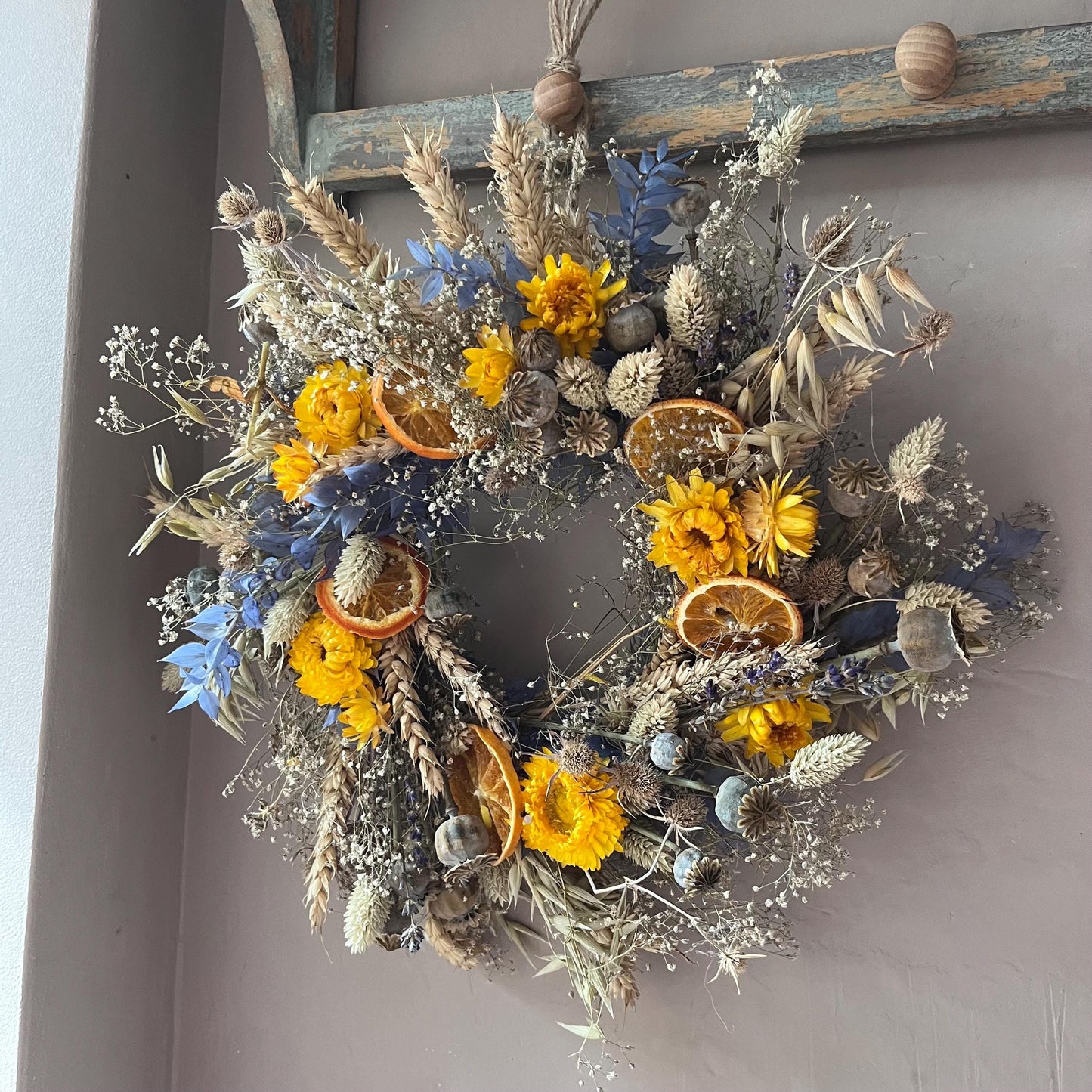 Dried flower wreath | Everlasting flower | Farmhouse style | Farmhouse home | Country living | Wreath | Farmhouse wreath | 22cm