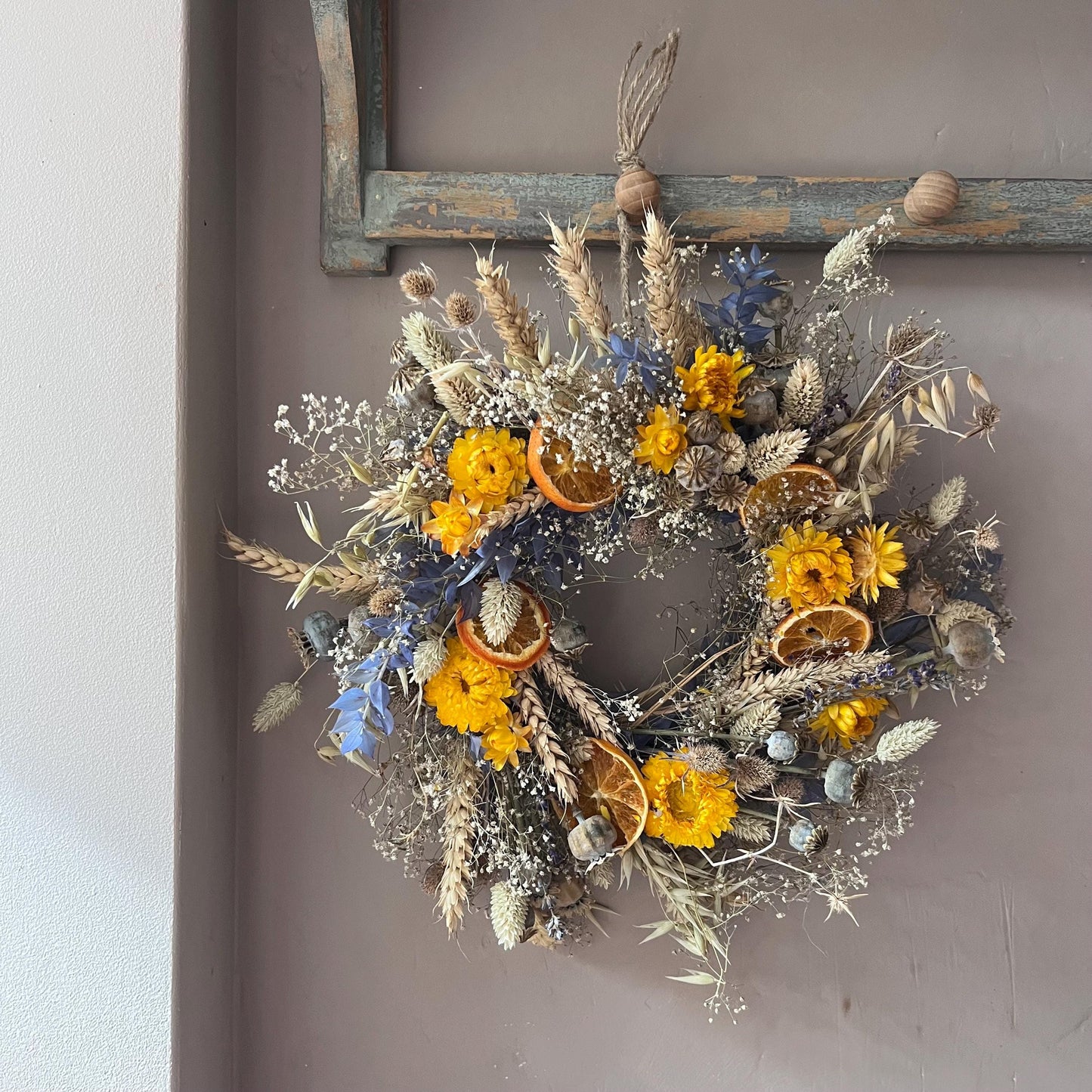 Dried flower wreath | Everlasting flower | Farmhouse style | Farmhouse home | Country living | Wreath | Farmhouse wreath | 22cm