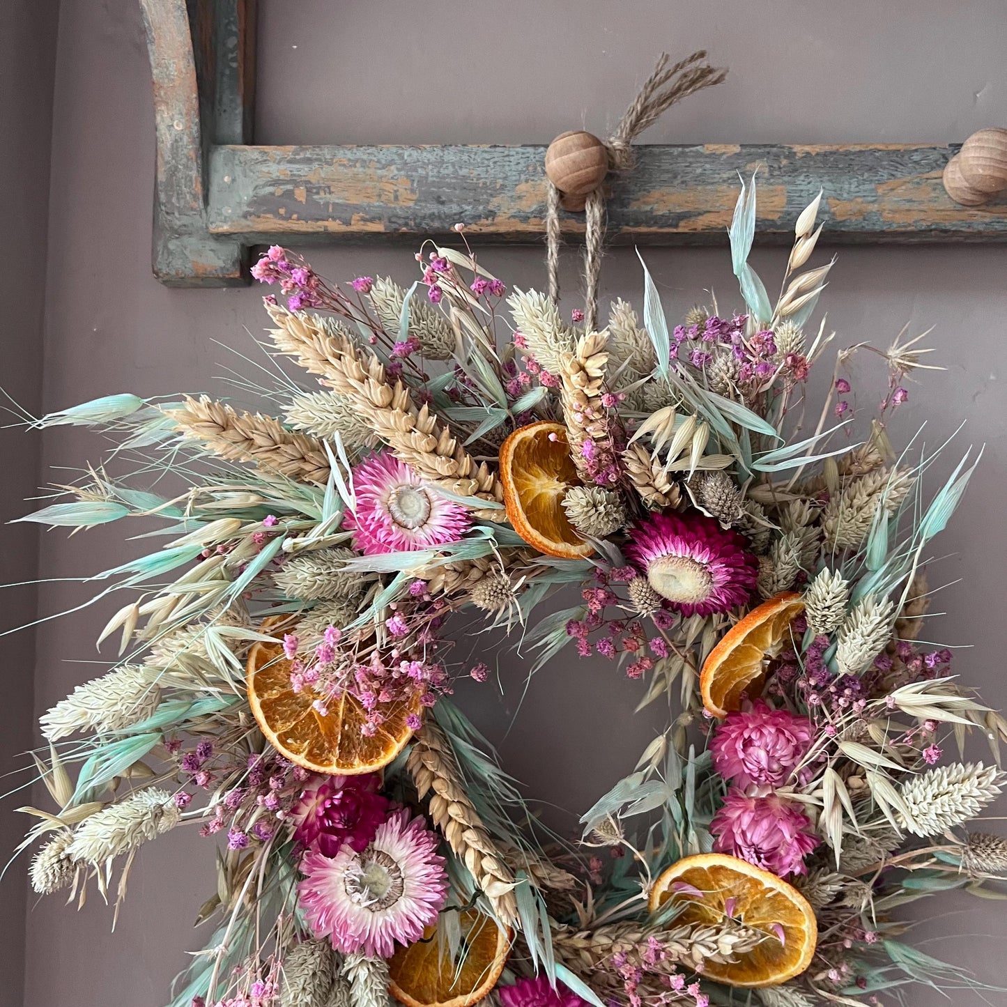 Everlasting dried flowers| Summer inspired decor | Winter dried flowers | Summer farmhouse decor | Small Dried Flower Wreath | 25x25cm