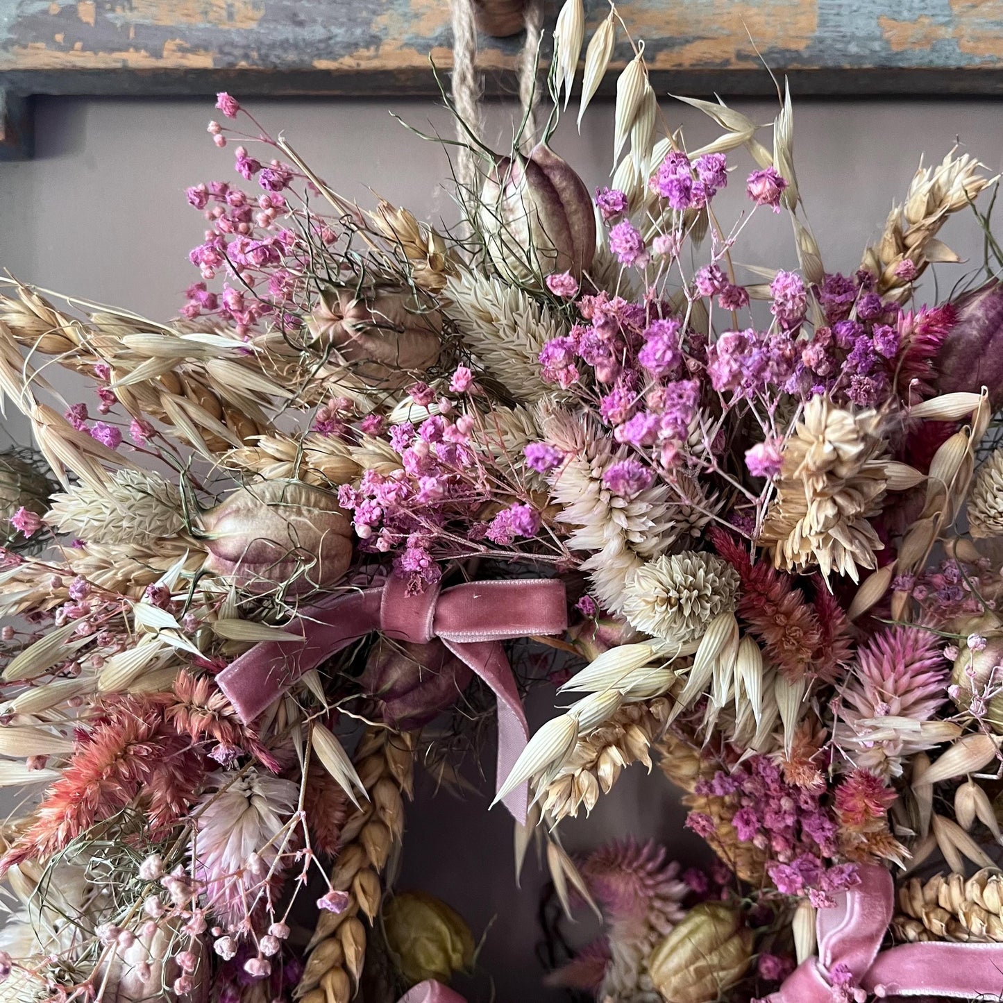 Autumn flower wreath | Dried flowers | Farmhouse home | Country living | Front door decor | Farmhouse wreath | 25cm