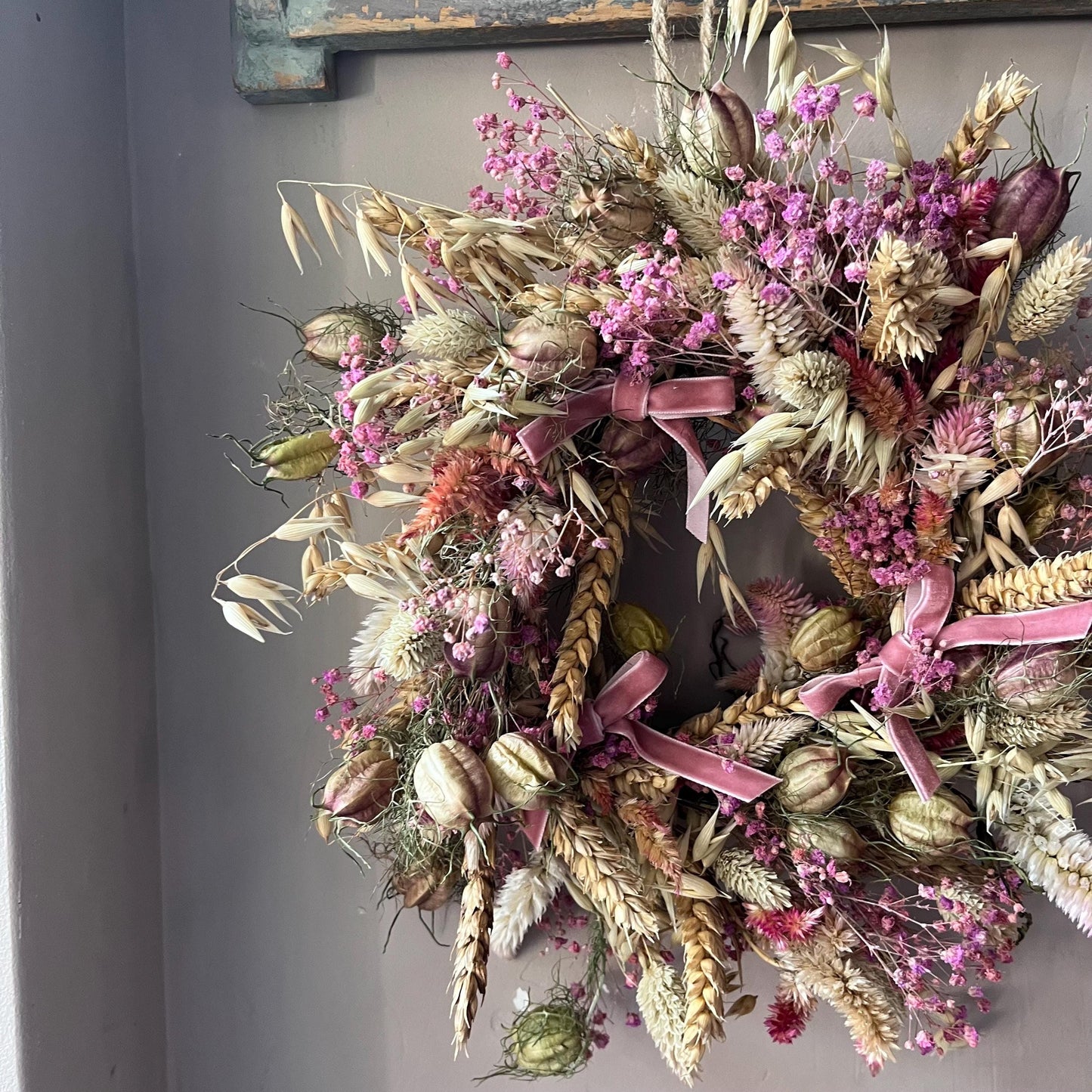 Autumn flower wreath | Dried flowers | Farmhouse home | Country living | Front door decor | Farmhouse wreath | 25cm