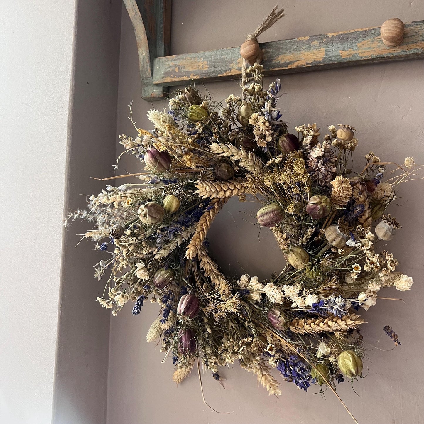 Spring wreath | Spring decorations | Dried flower wreath | Farmhouse spring decor | Small wreath | Wall hangings | 25cm