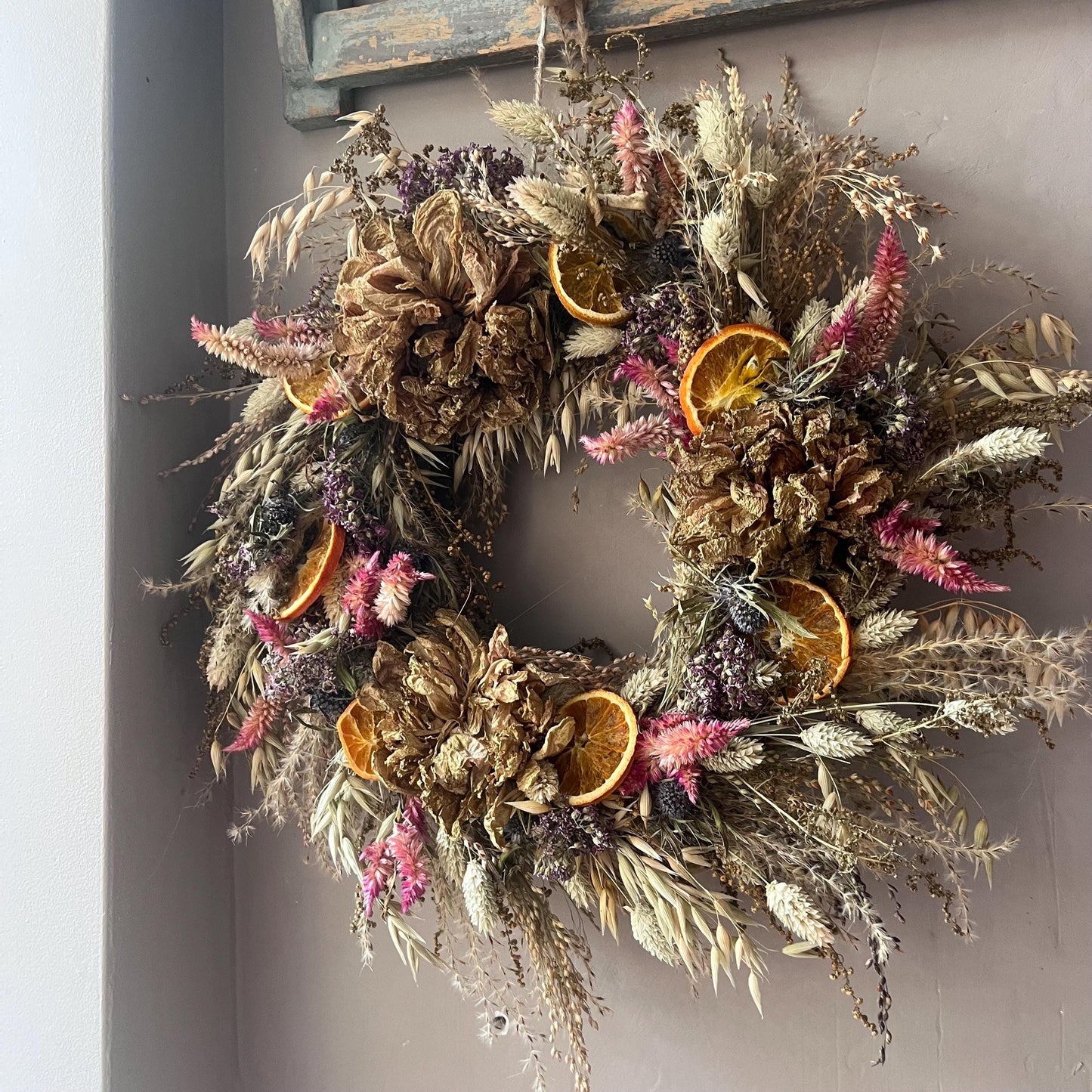 Dried flower wreath | Everlasting flower | Farmhouse style | Farmhouse home | Country living | Farmhouse wreath | Flower wreath | 30cm
