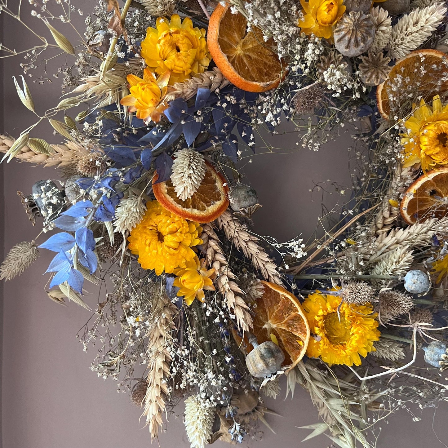 Dried flower wreath | Everlasting flower | Farmhouse style | Farmhouse home | Country living | Wreath | Farmhouse wreath | 22cm