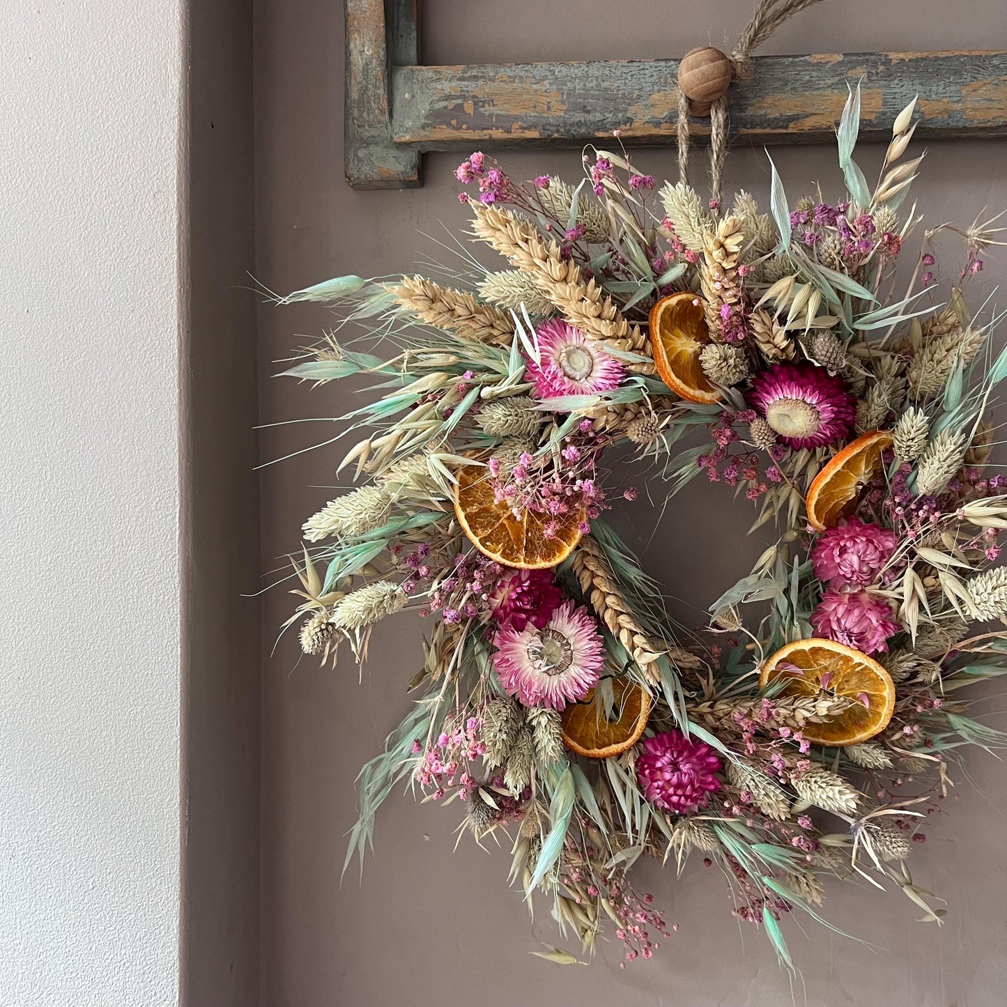 Everlasting dried flowers| Summer inspired decor | Winter dried flowers | Summer farmhouse decor | Small Dried Flower Wreath | 25x25cm
