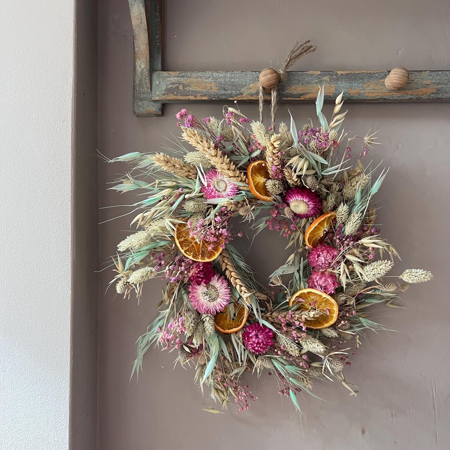Everlasting dried flowers| Summer inspired decor | Winter dried flowers | Summer farmhouse decor | Small Dried Flower Wreath | 25x25cm