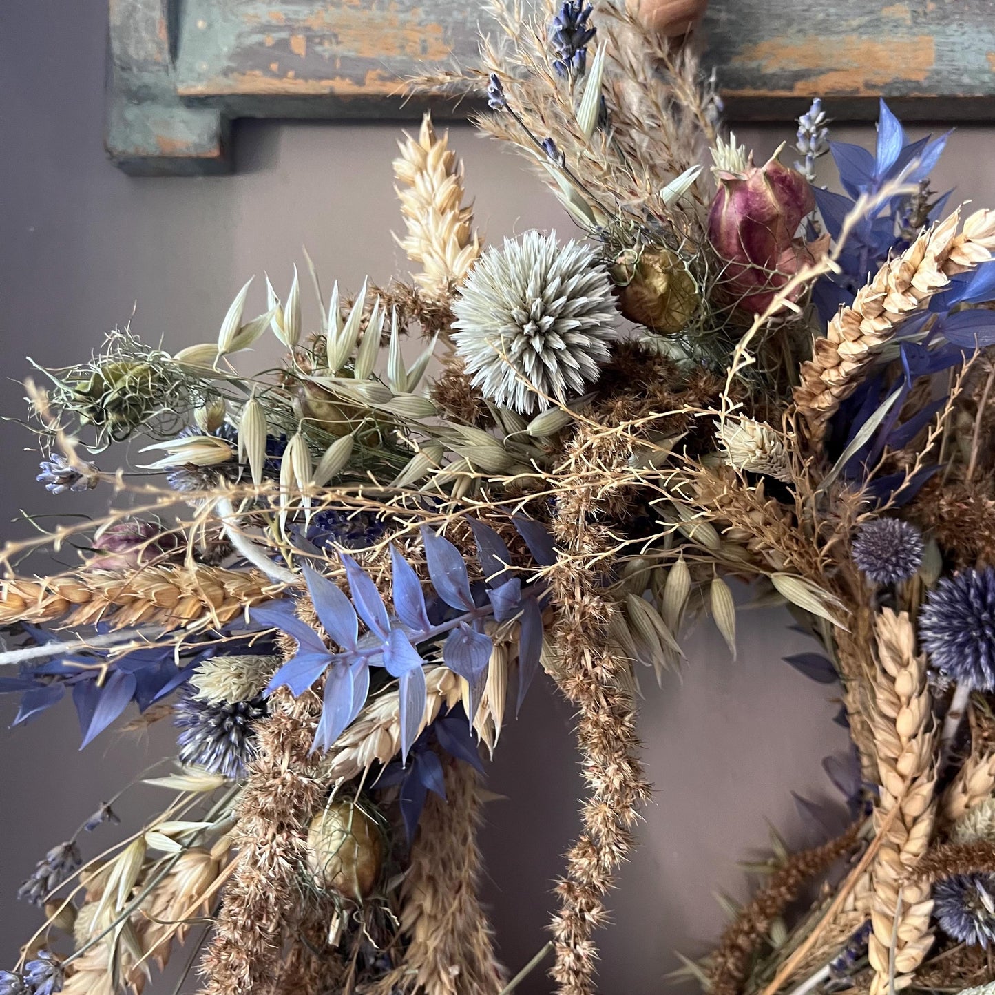 Autumn flower wreath | Dried flowers | Farmhouse home | Country living | Front door decor | Farmhouse wreath | 25cm