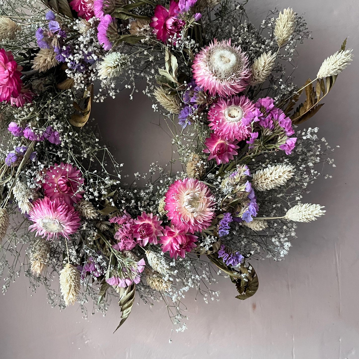 Everlasting dried flowers| Summer inspired decor | Winter dried flowers | Summer farmhouse decor | Small Dried Flower Wreath | 25x25cm
