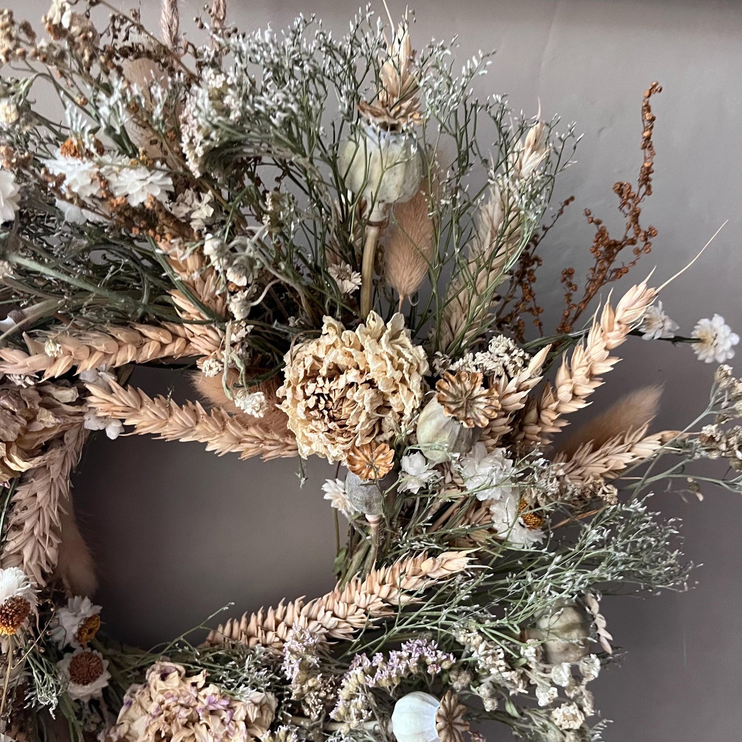 Everlasting dried flowers| Autumn inspired decor | Colourful dried flowers | Autumnal farmhouse decor | Small Dried Flower Wreath | 25x25cm