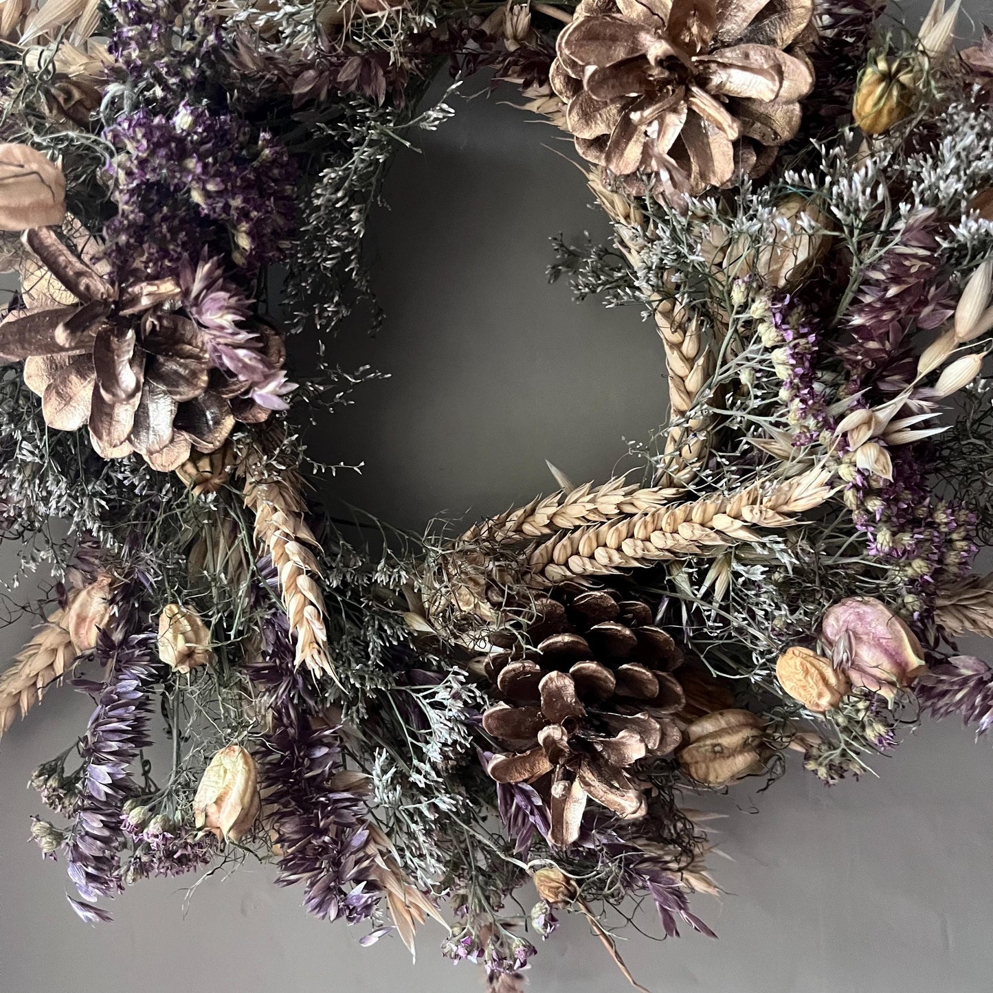 Autumn Dried Flower Wreath: Farmhouse Fall Decor, 25cm