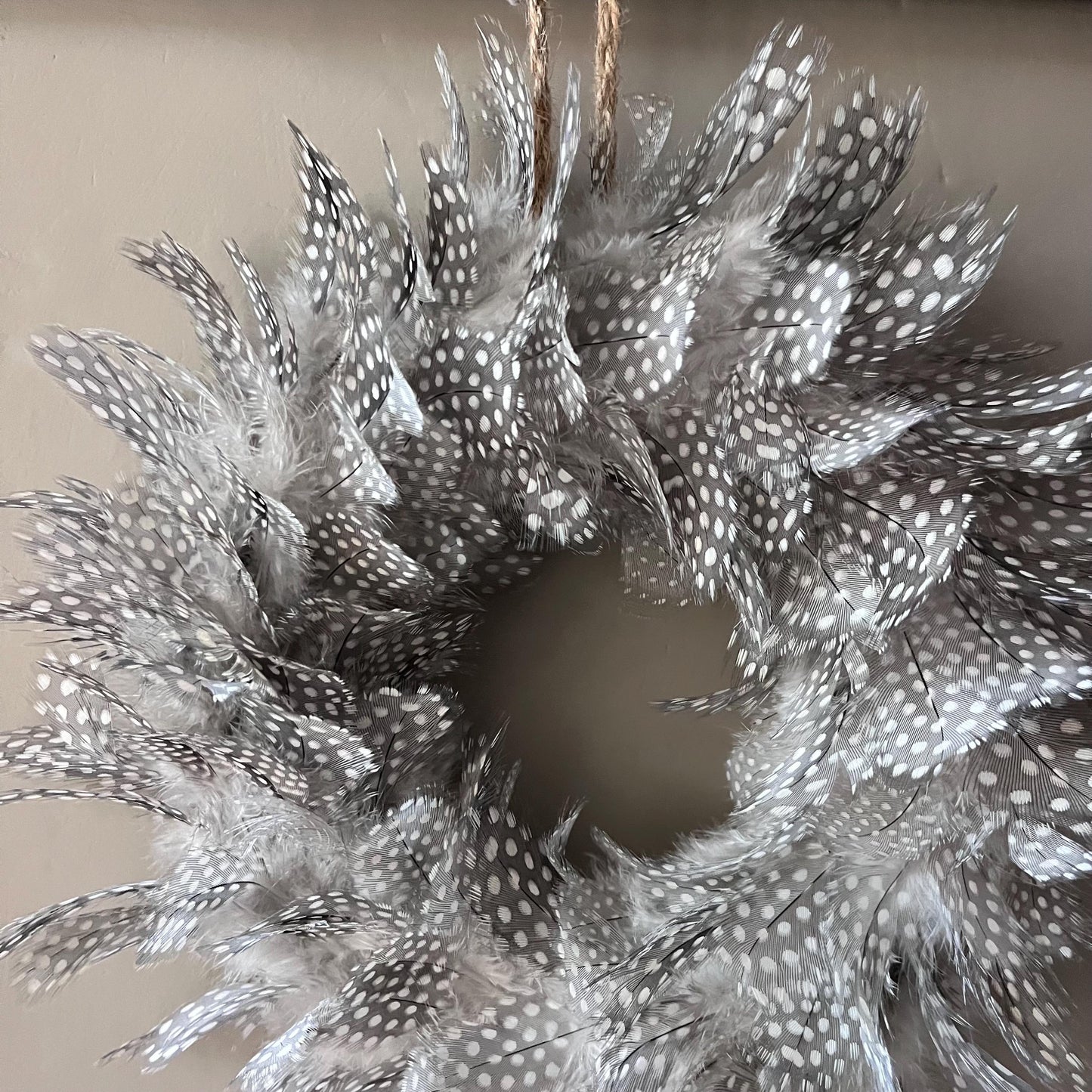 Handcrafted Guinea Fowl Feather Wreath - Farmhouse Decor (20-25cm)