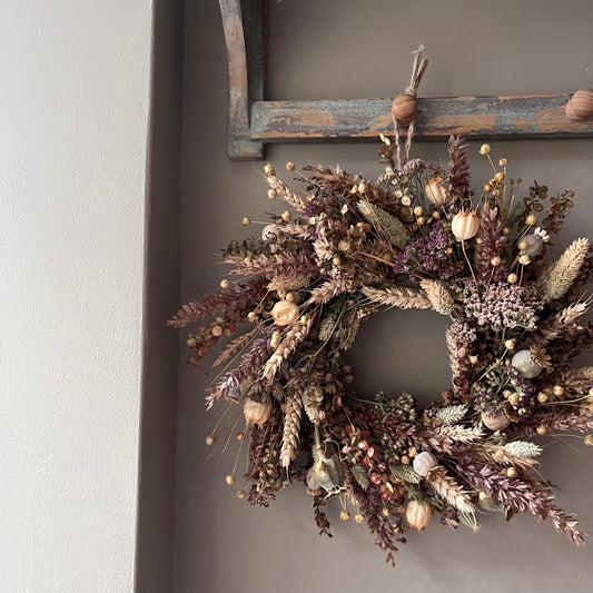 Dried Flower Autumn Wreath | Everlasting Fall Decor | 28cm