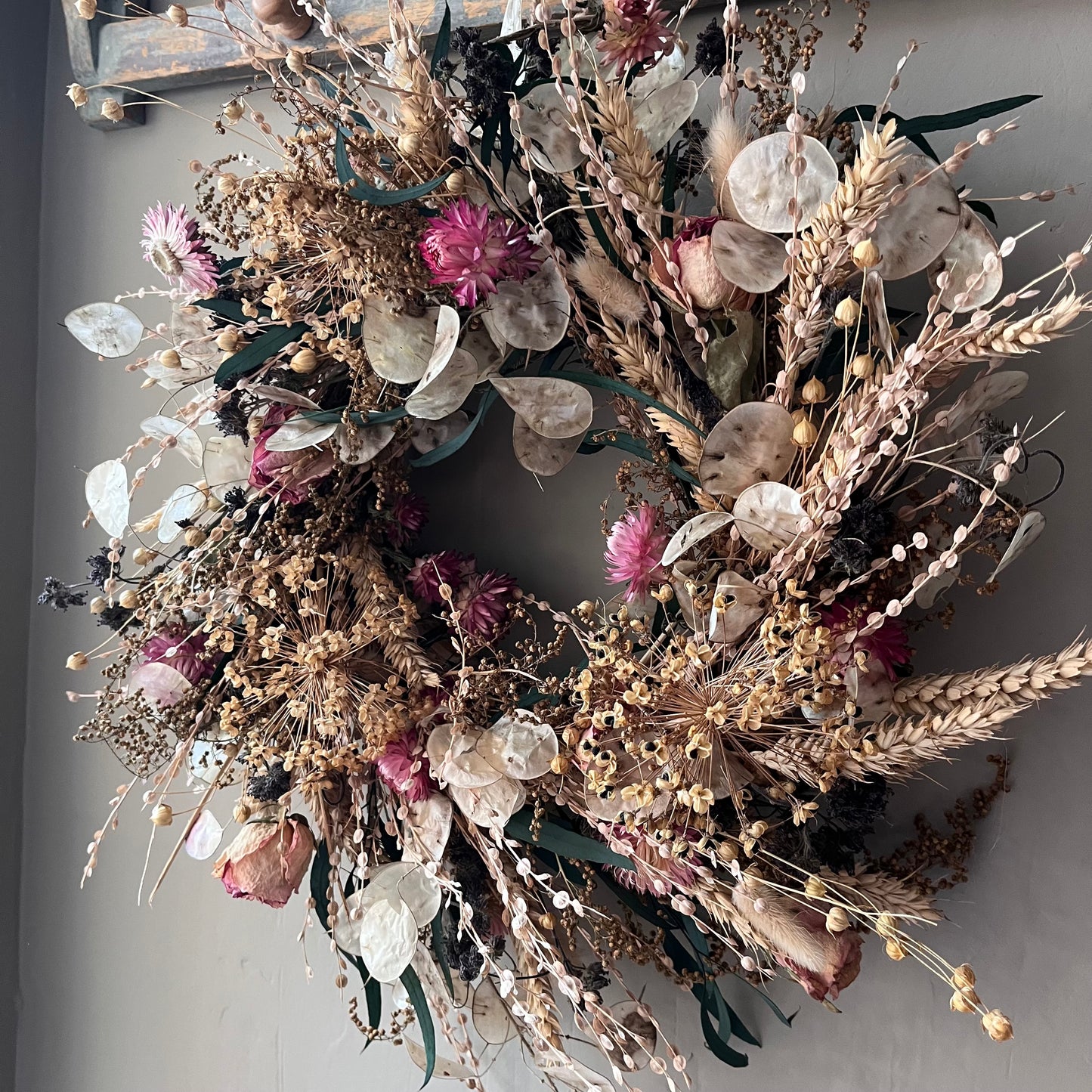 Dried flower spring wreath | summer flower wreath- 34cm