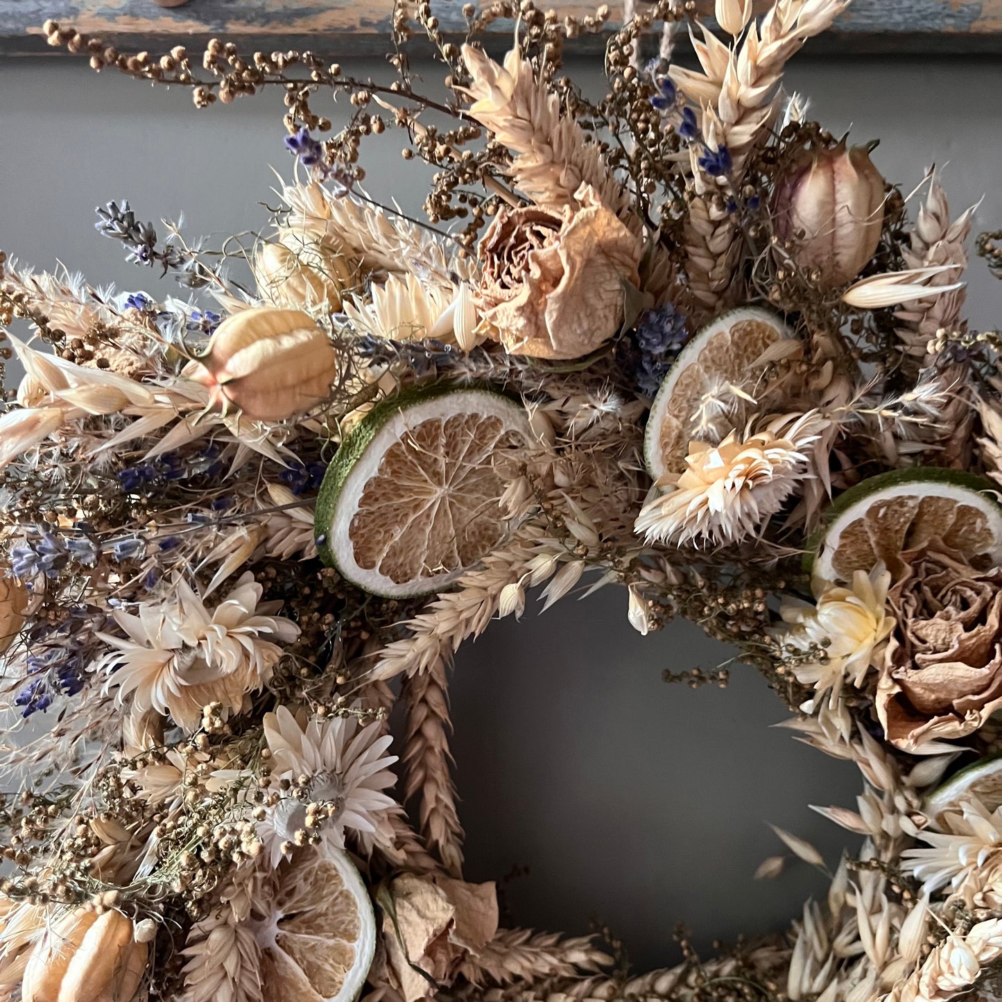 Dried flower wreath | Spring wreath | Summer country living | 34cm