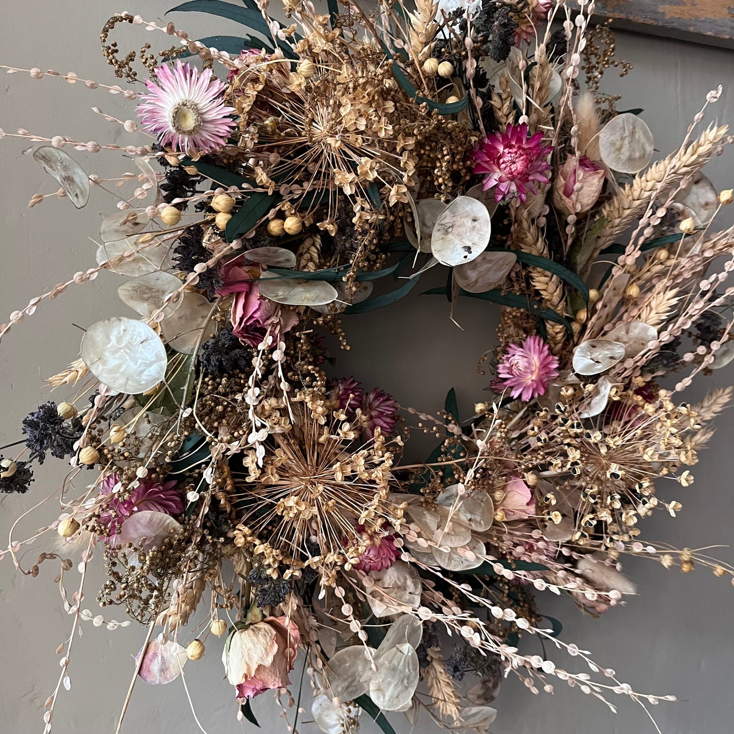 Dried flower spring wreath | summer flower wreath- 34cm