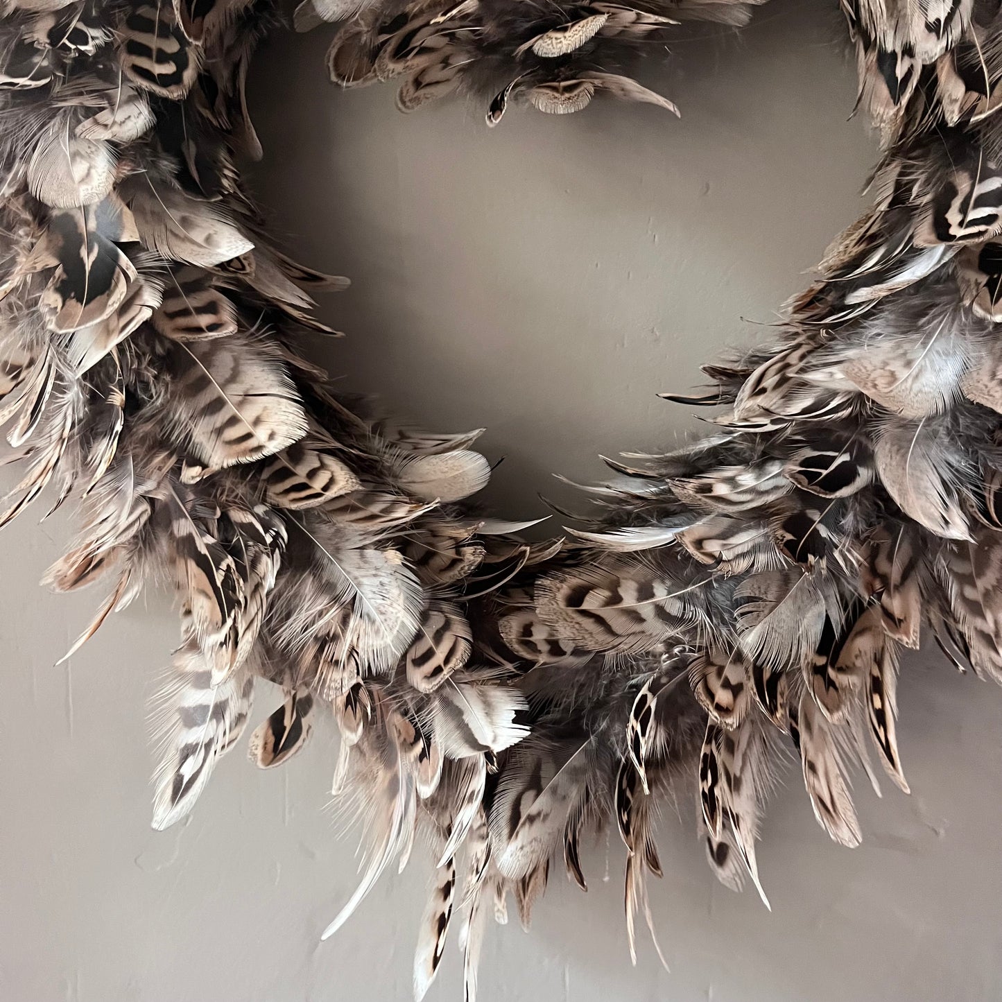 Handcrafted Hen Pheasant Feather Heart Wreath | Farmhouse Wall Decor