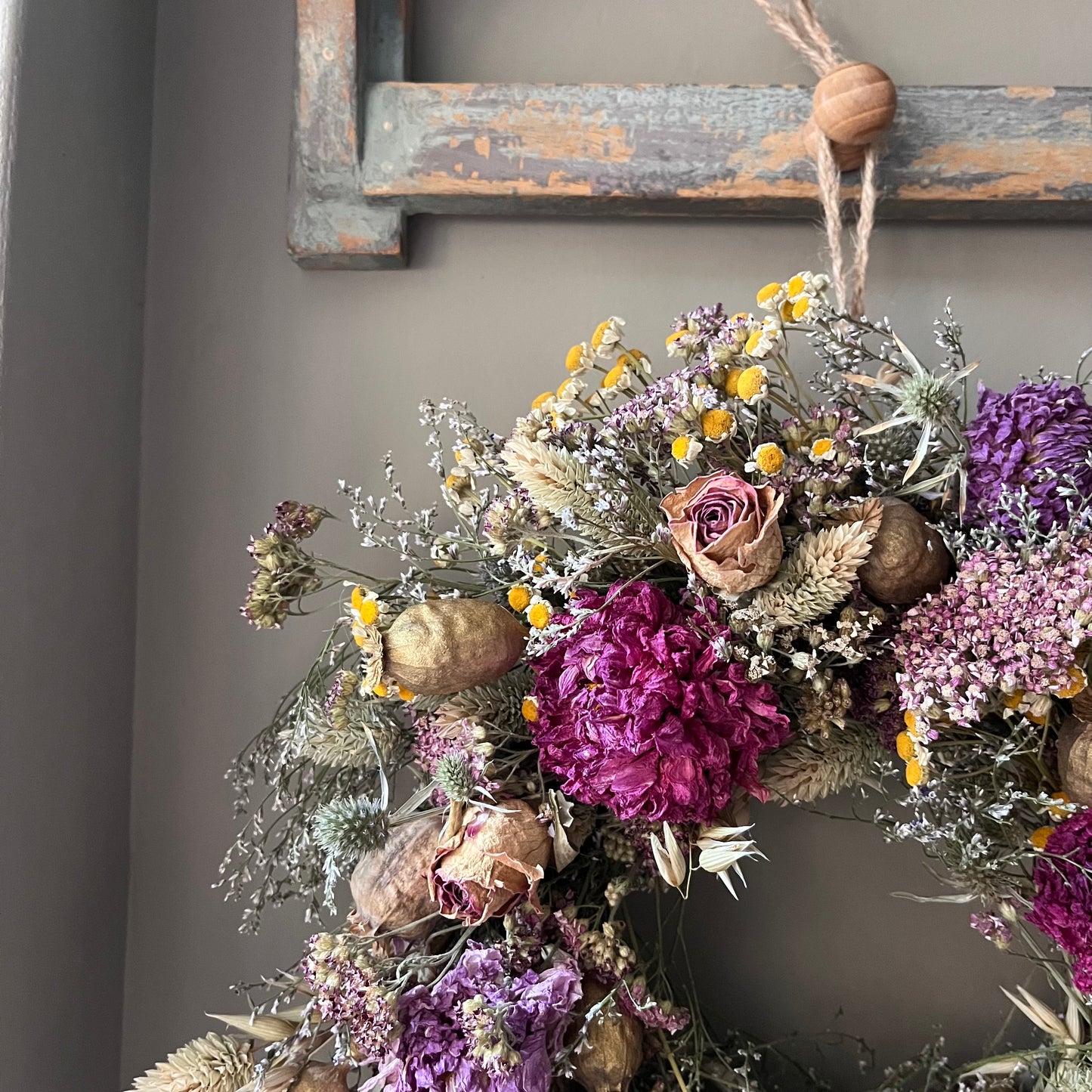 Everlasting Autumnal Dried Flower Wreath- 28cm
