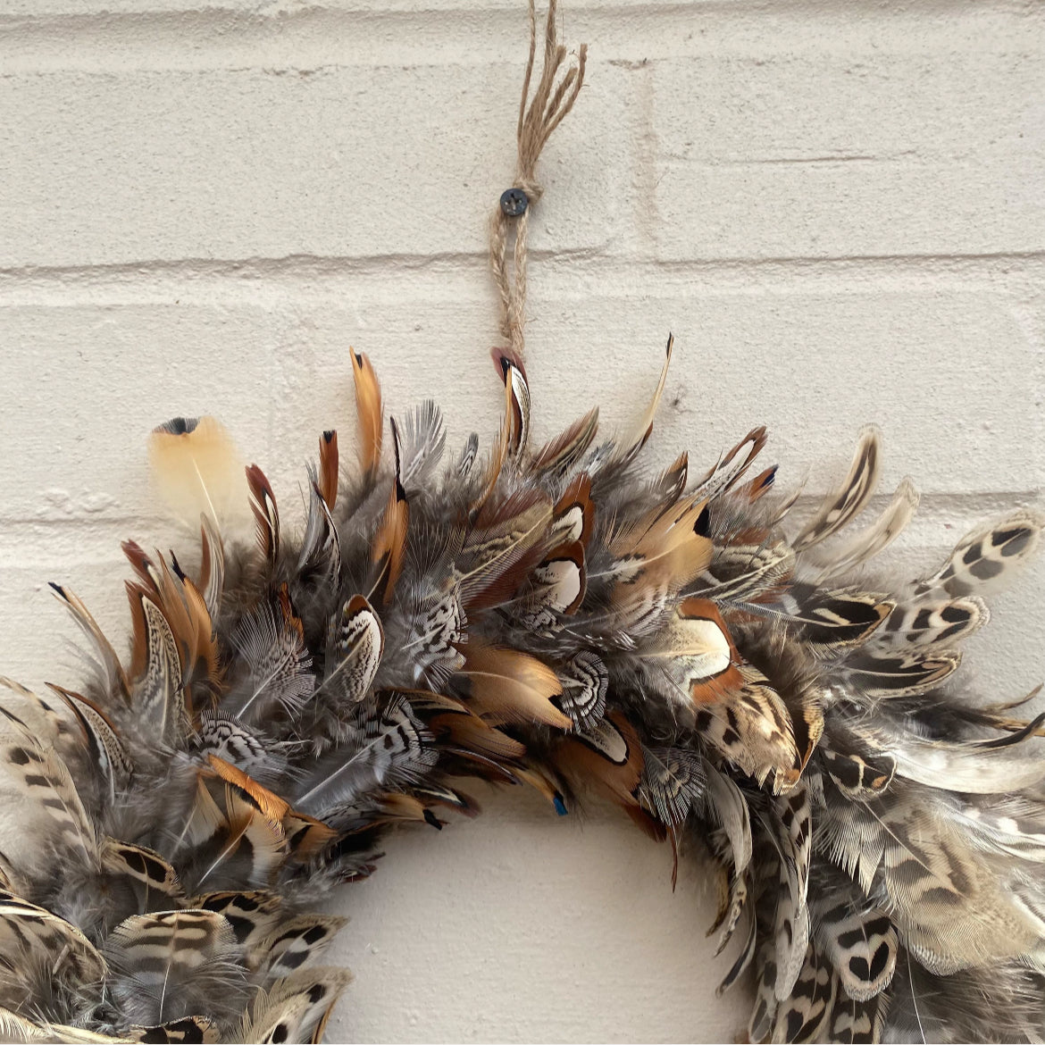 Pheasant Feather Wreath | Natural Farmhouse Christmas Decor (27-30cm)