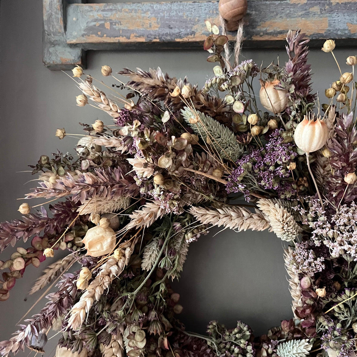 Dried Flower Autumn Wreath | Everlasting Fall Decor | 28cm