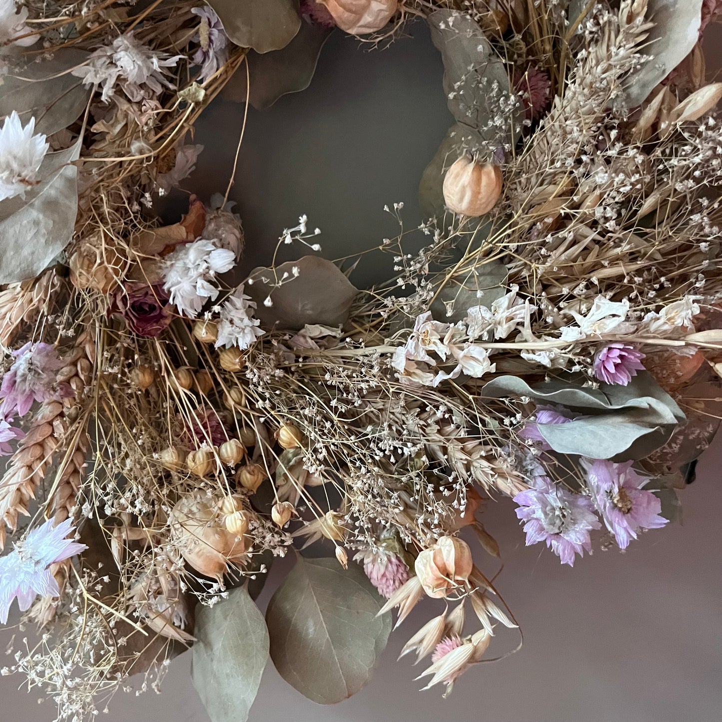 Spring Dried Flower Wreath: 25cm summer Decor