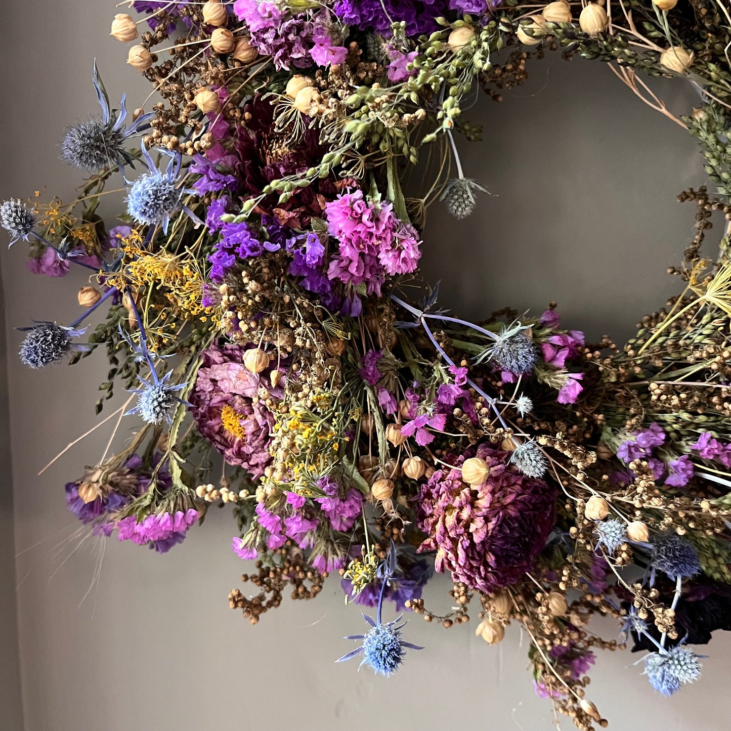 Colourful Autumn Dried Flower Wreath- 28cm