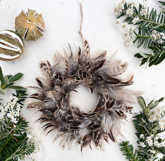 Handcrafted Feather Christmas Bauble | Farmhouse Tree Decoration
