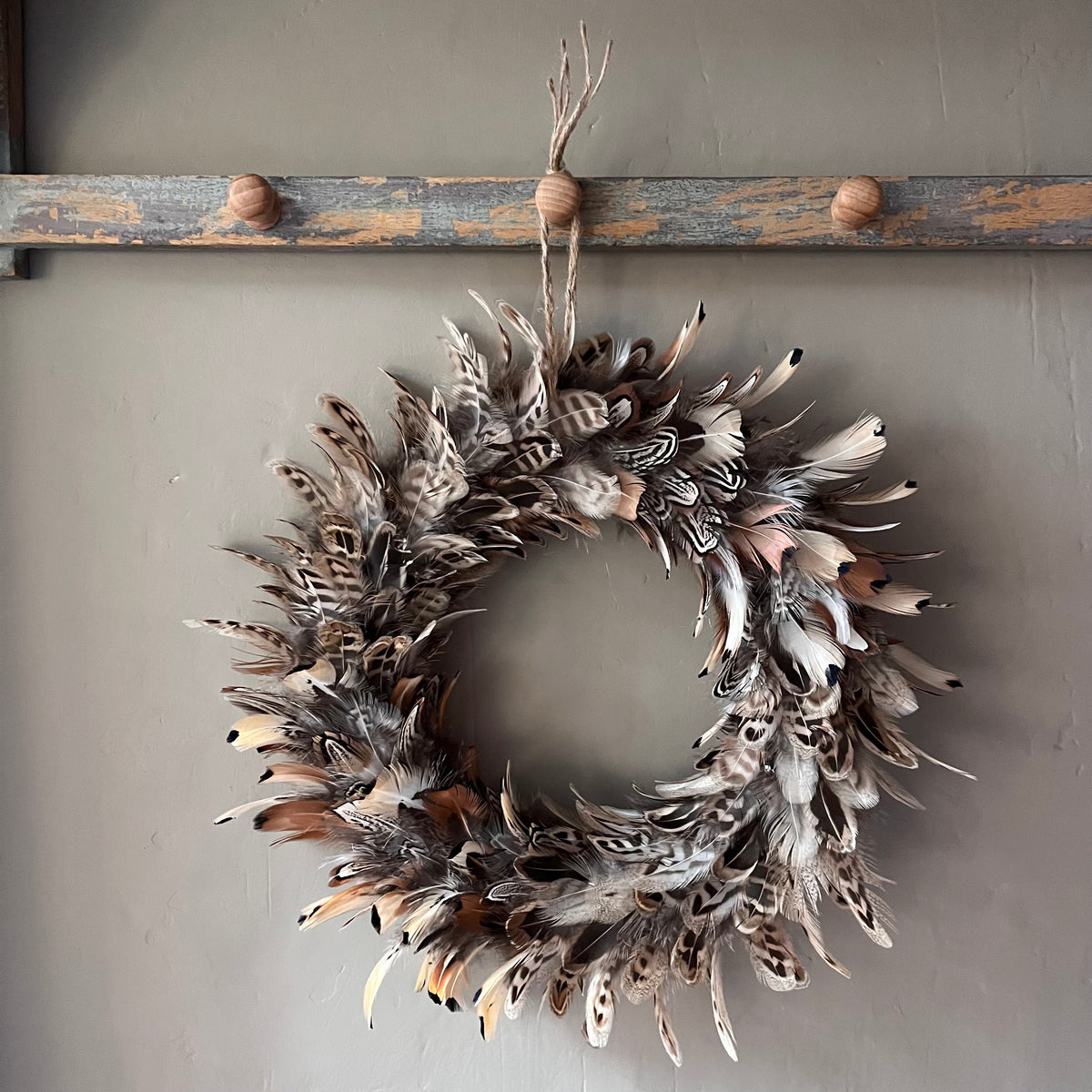 Pheasant Feather Wreath | Natural Farmhouse Christmas Decor (27-30cm)