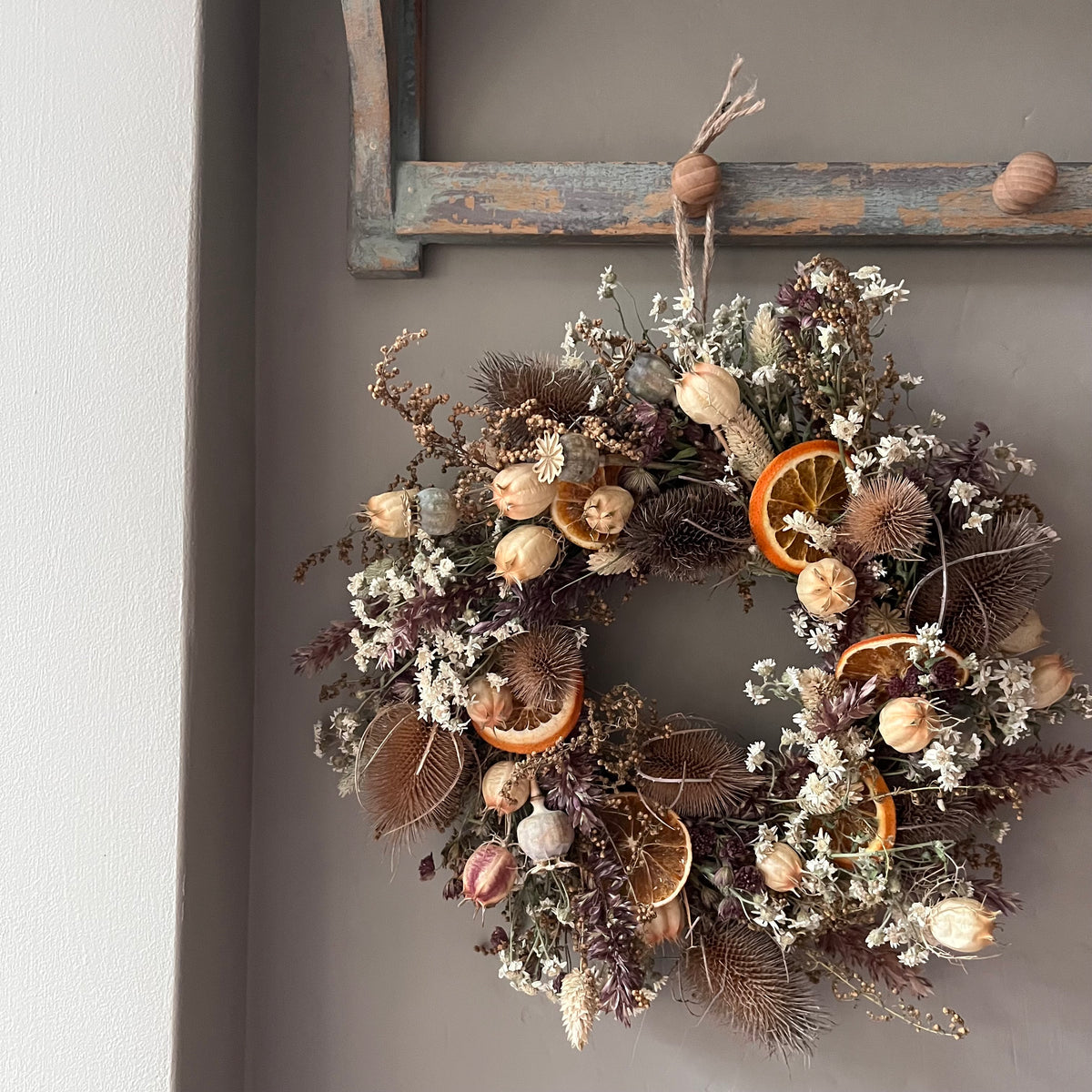 Winter Dried Flower Wreath: Winter door decor | 28cm