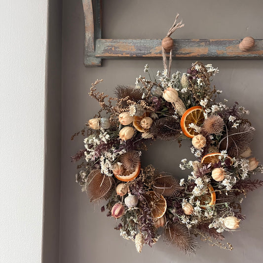 Winter Dried Flower Wreath: Winter door decor | 28cm