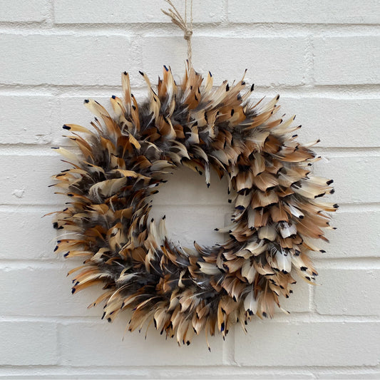 Handcrafted Pheasant Feather Wreath | Farmhouse Decor (25-30cm)