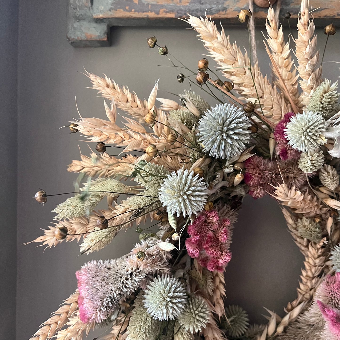 Dried Flower Spring Wreath | Farmhouse Wall Decor (25cm)