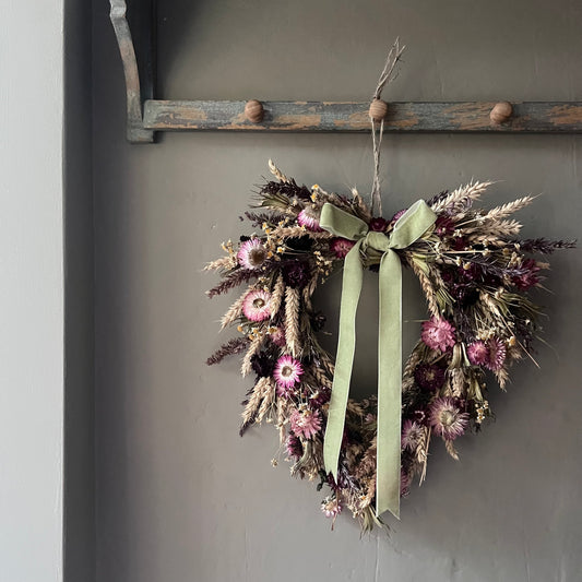 Dried Flower Spring Floral Wreath | Heart shaped decor