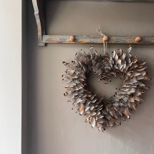 Feather Heart Wreath | Farmhouse Wall Decor | Country living home decor