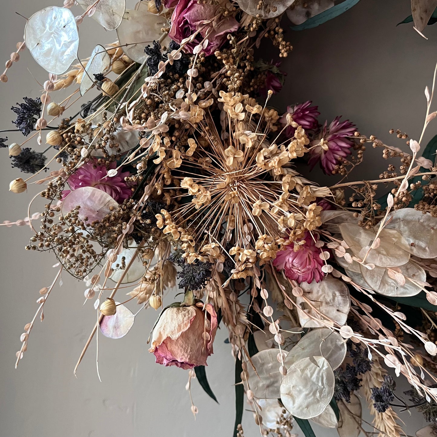 Dried flower spring wreath | summer flower wreath- 34cm