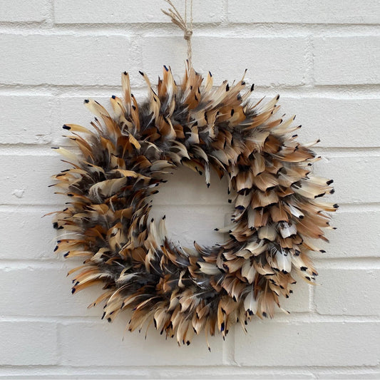 Handcrafted Pheasant Feather Wreath | Farmhouse Decor (25-30cm)