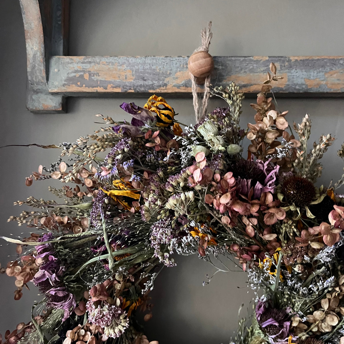 Autumn flower wreath | Dried flowers | Farmhouse home | 28cm