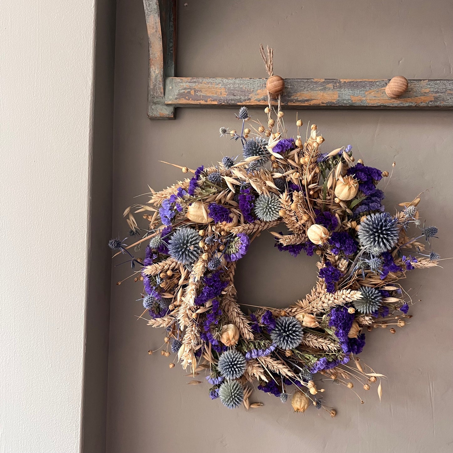 Dried Flower Wreath | Autumn Inspired Everlasting Floral Decor- 28cm