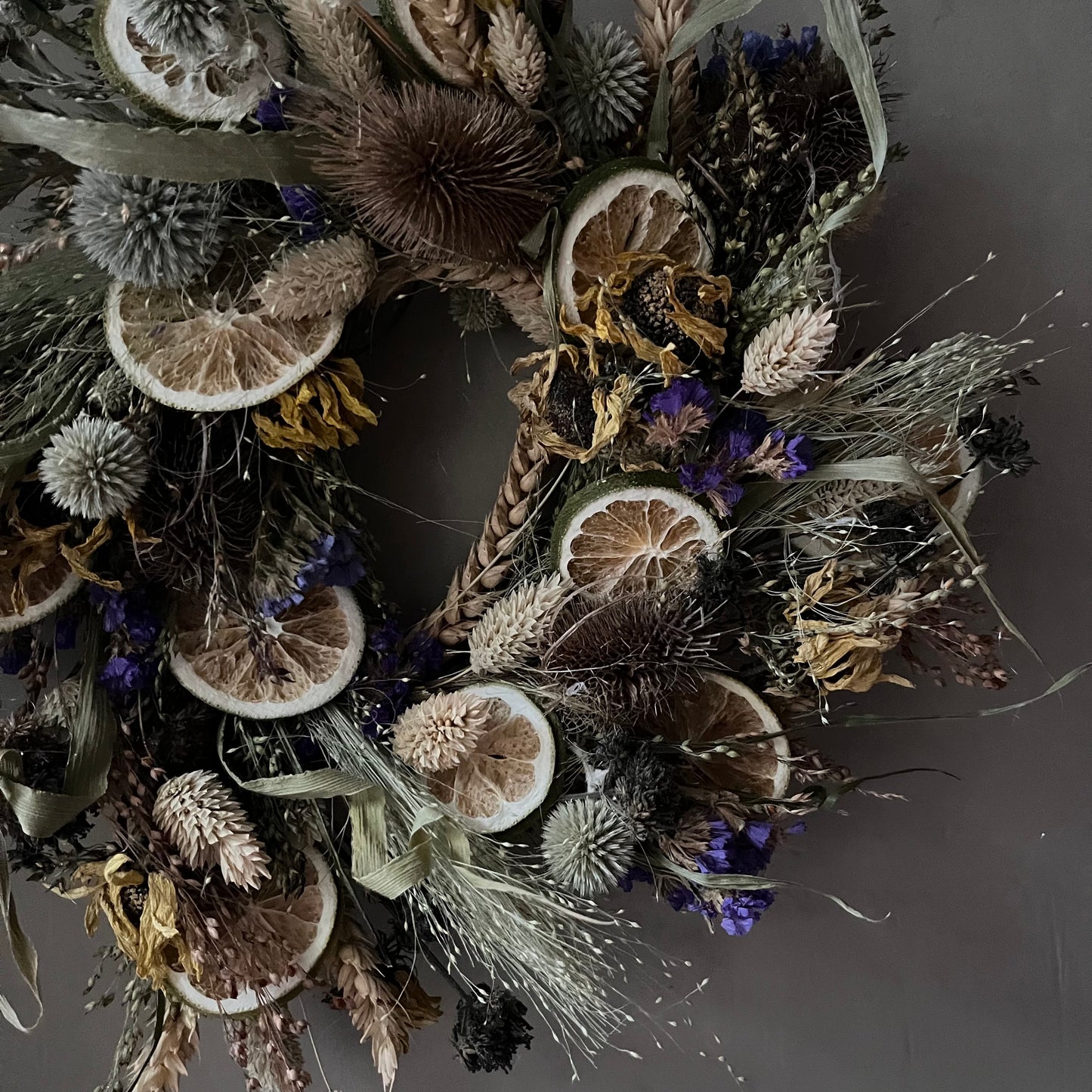 Dried Flower Wreath: Farmhouse Spring Decor, 25cm Wall Hanging