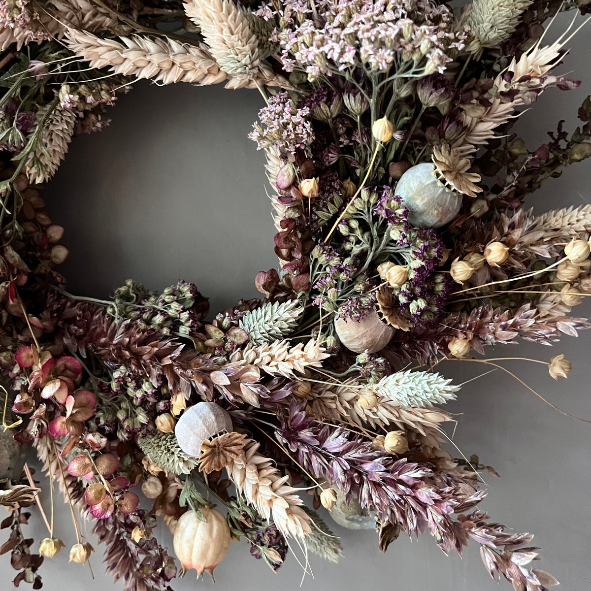 Dried Flower Autumn Wreath | Everlasting Fall Decor | 28cm