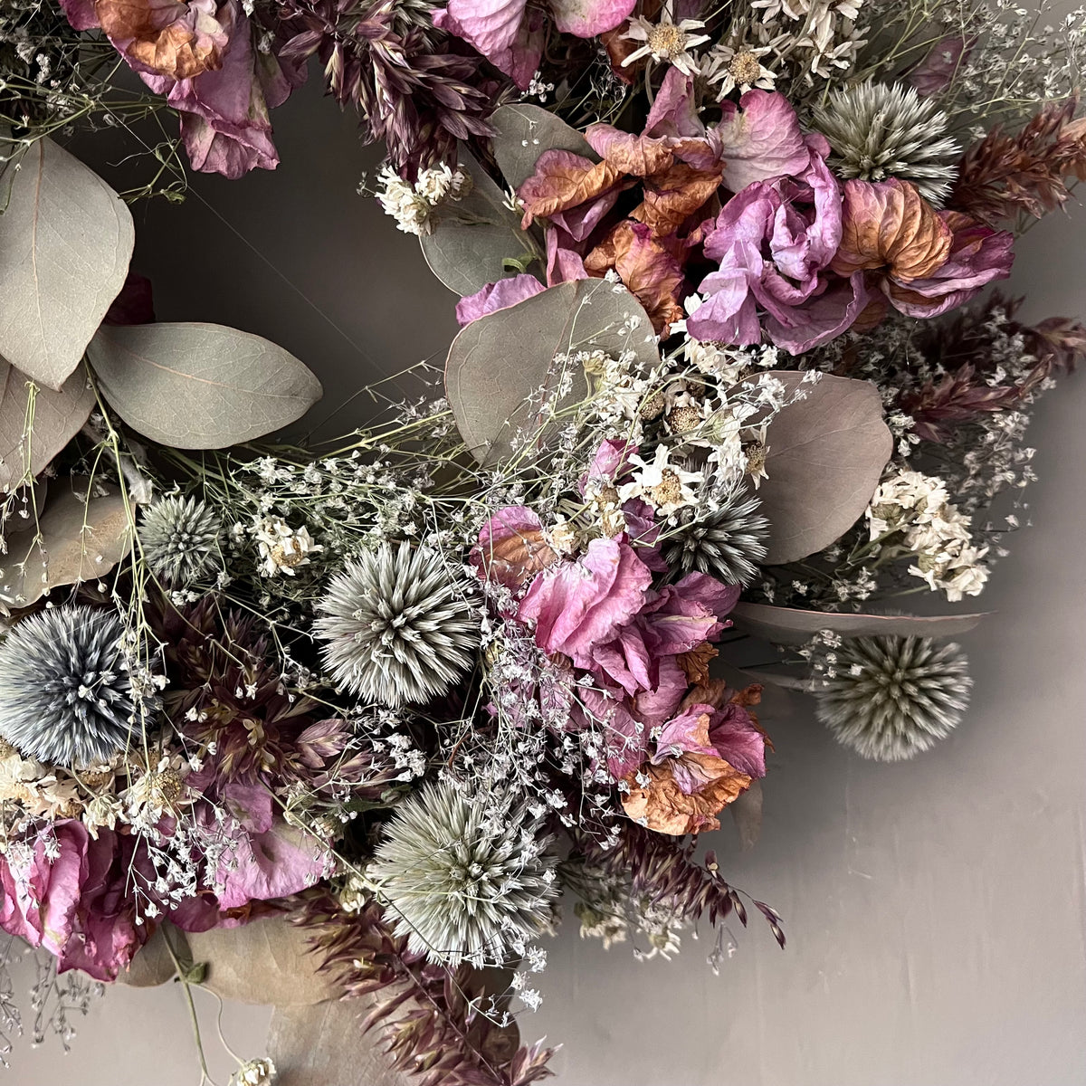 Dried Flower Wreath: Winter Decor - 28cm