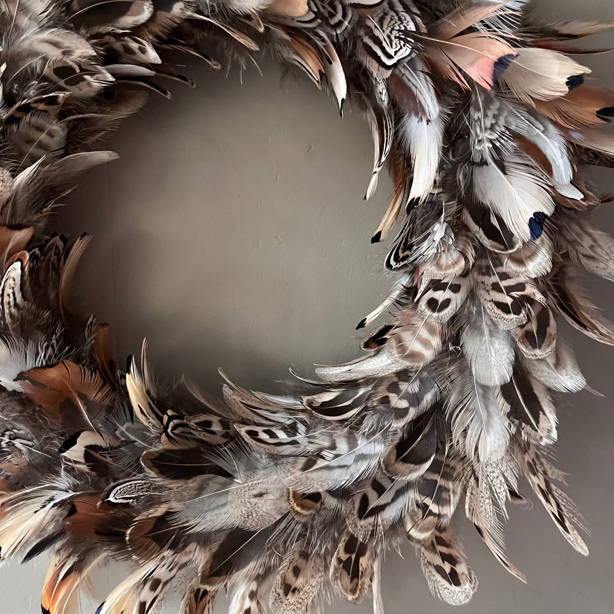 Pheasant Feather Wreath | Natural Farmhouse Christmas Decor (27-30cm)