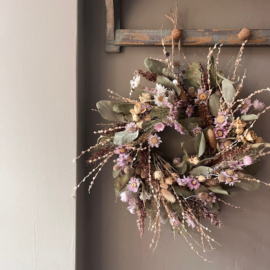 Handcrafted Dried Flower Wreath | Rustic Farmhouse Wall Hanging (25cm)