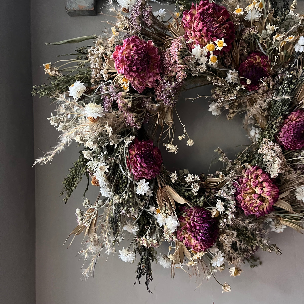 Winter Dried Flower Wreath: Winter door decor | 28cm
